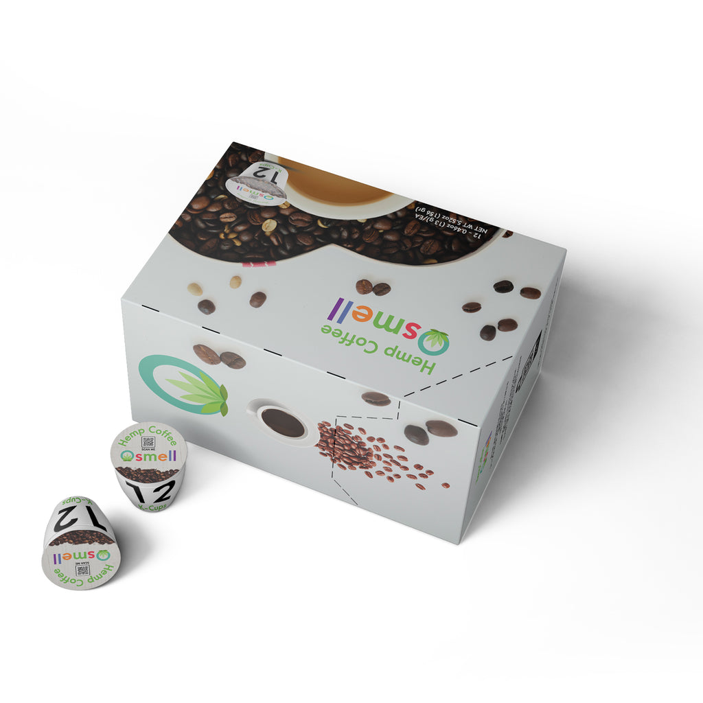 Hemp Coffee K-Cup Pods. 100% Colombian Coffee Blend with Pure Hemp (100% Natural Hemp - Made in the USA), DARK ROAST 12 count.